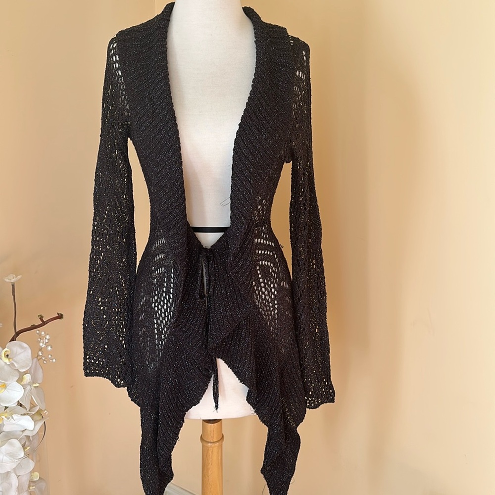 Bebe black metallic knitted cardigan.